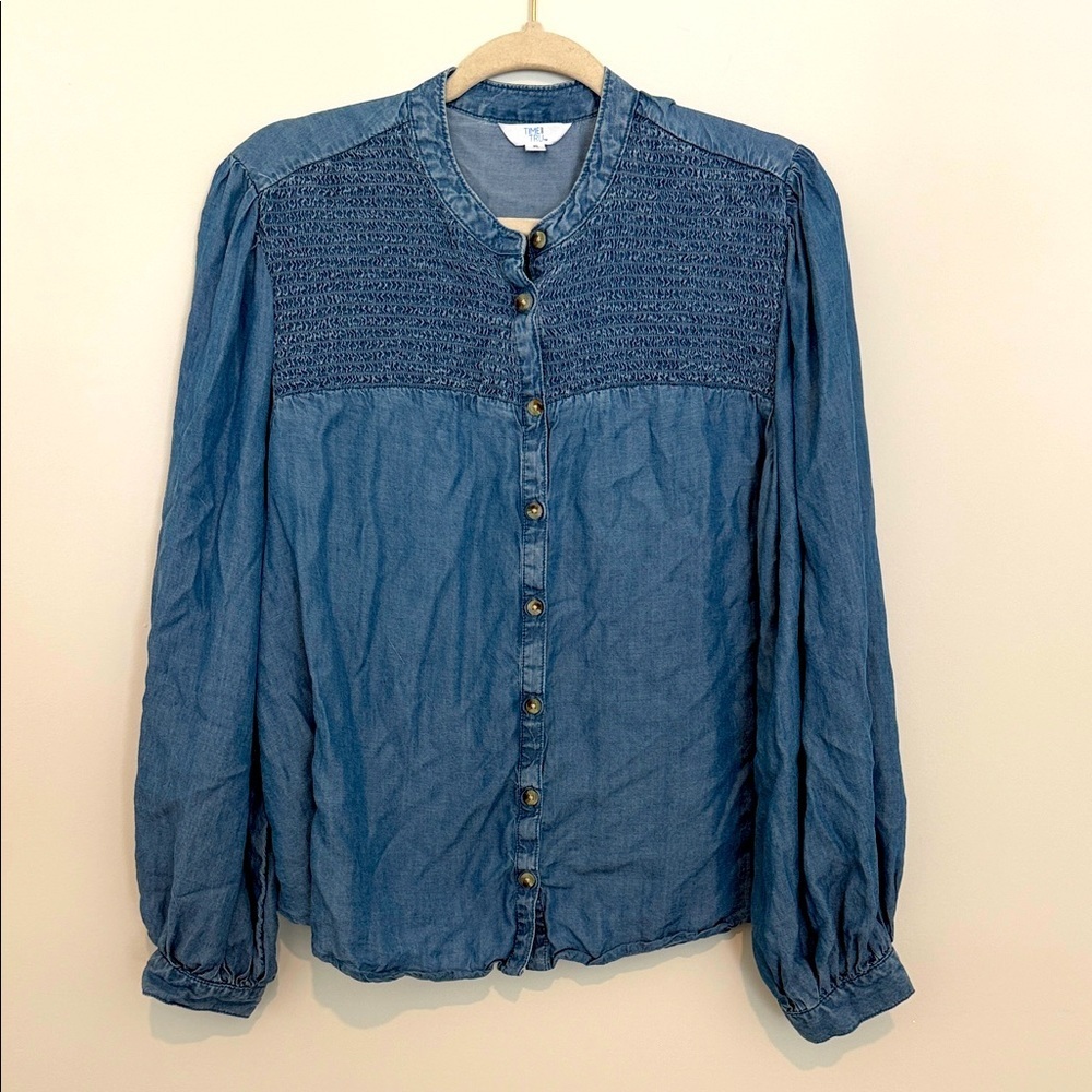 Time and Tru Blue Button-Down Shirt size 16/18